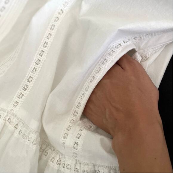 Sea New York White Cotton Lace Ruffle Boho Dress Size 4 Beachy - Picture 8 of 10